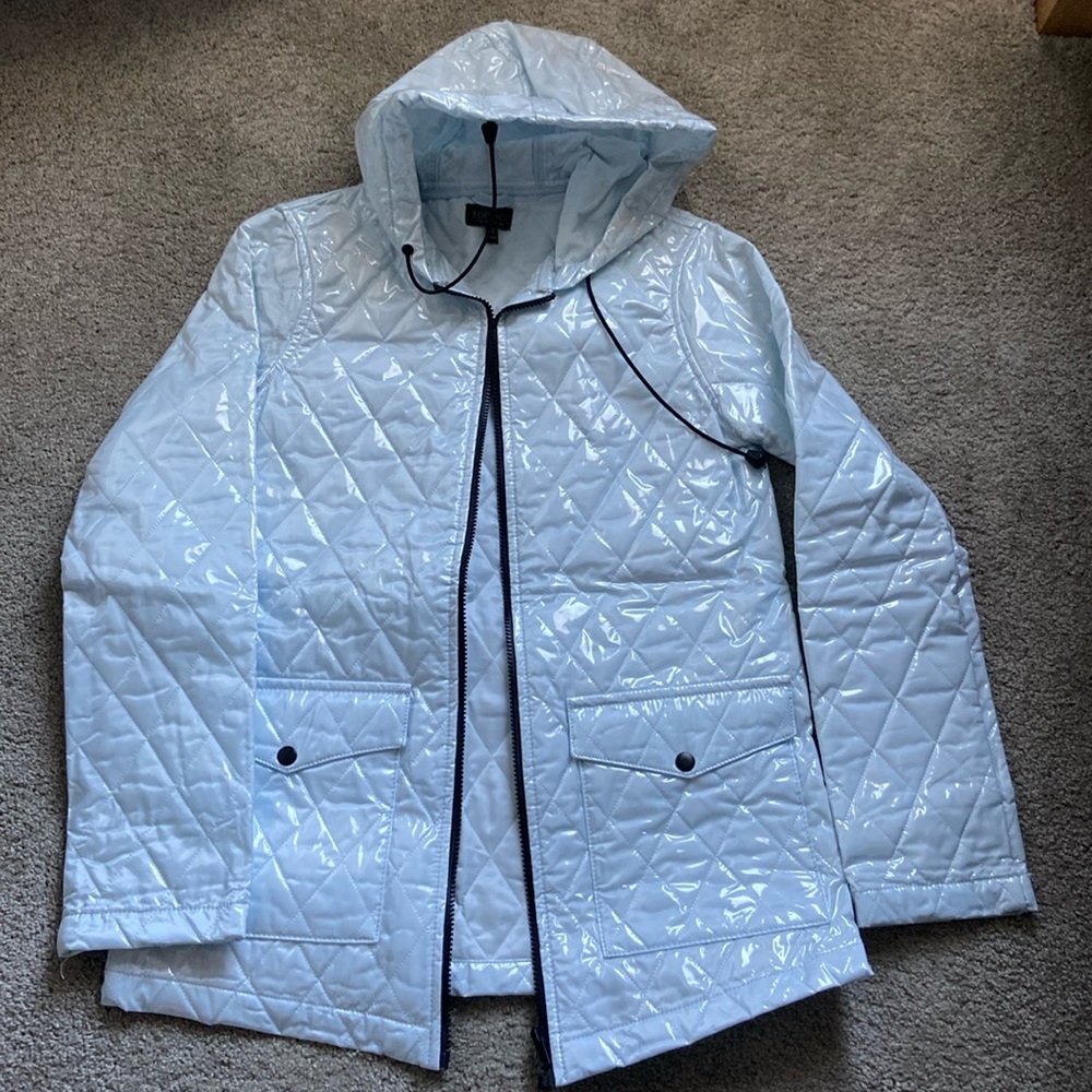 Top shop rain jacket
New without a tag
Color Light/baby blue 
Great condition